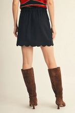 Load image into Gallery viewer, Faux Suede Black Scallop Trim Skirt
