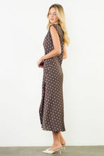 Load image into Gallery viewer, Cowl Neck Polka Dot Slit Dress
