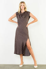 Load image into Gallery viewer, Cowl Neck Polka Dot Slit Dress
