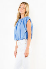 Load image into Gallery viewer, Blue Sleeveless Bubble Top
