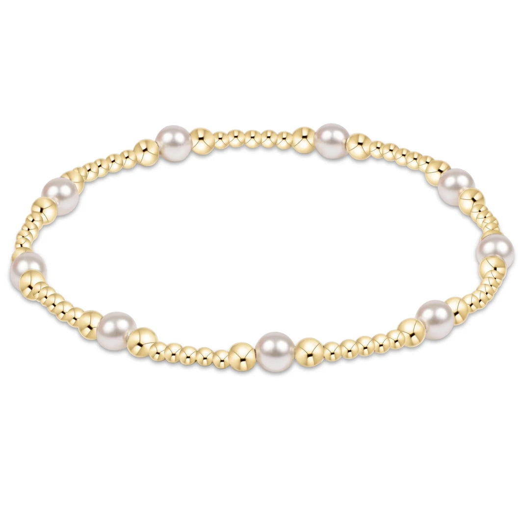 Classic Purpose Pattern Bead Bracelet - Pearl