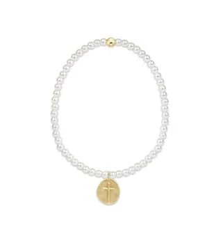 Classic Pearl 3mm Bead Bracelet - Inspire Small Gold Charm