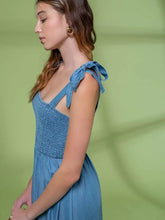 Load image into Gallery viewer, Chambray Smocked Midi Dress
