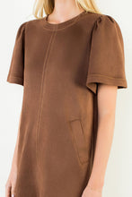 Load image into Gallery viewer, Brown Suede Short Sleeve Dress
