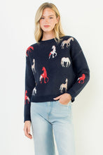 Load image into Gallery viewer, Navy Horse Knit Sweater

