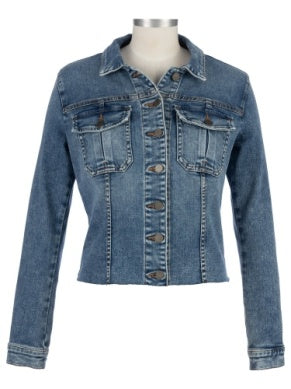 KUT Kara Raw Hem Denim Jacket