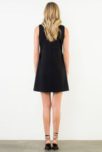 Load image into Gallery viewer, Black High Neck Button Detail Dress
