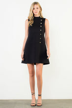 Load image into Gallery viewer, Black High Neck Button Detail Dress
