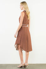 Load image into Gallery viewer, Brown Sleeveless Polka Dot Button Down Dress
