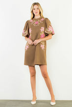 Load image into Gallery viewer, Suede Floral Embroidery Dress
