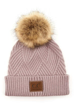 Load image into Gallery viewer, CC Diagonal Heather Beanie Pom Hat
