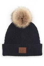 Load image into Gallery viewer, CC Diagonal Heather Beanie Pom Hat
