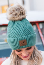 Load image into Gallery viewer, CC Diagonal Heather Beanie Pom Hat
