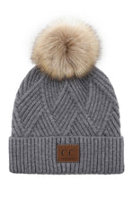 Load image into Gallery viewer, CC Diagonal Heather Beanie Pom Hat
