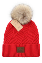 Load image into Gallery viewer, CC Diagonal Heather Beanie Pom Hat
