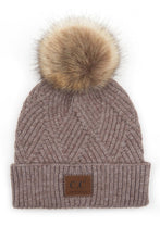 Load image into Gallery viewer, CC Diagonal Heather Beanie Pom Hat
