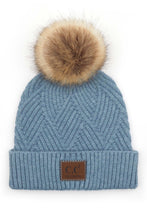 Load image into Gallery viewer, CC Diagonal Heather Beanie Pom Hat
