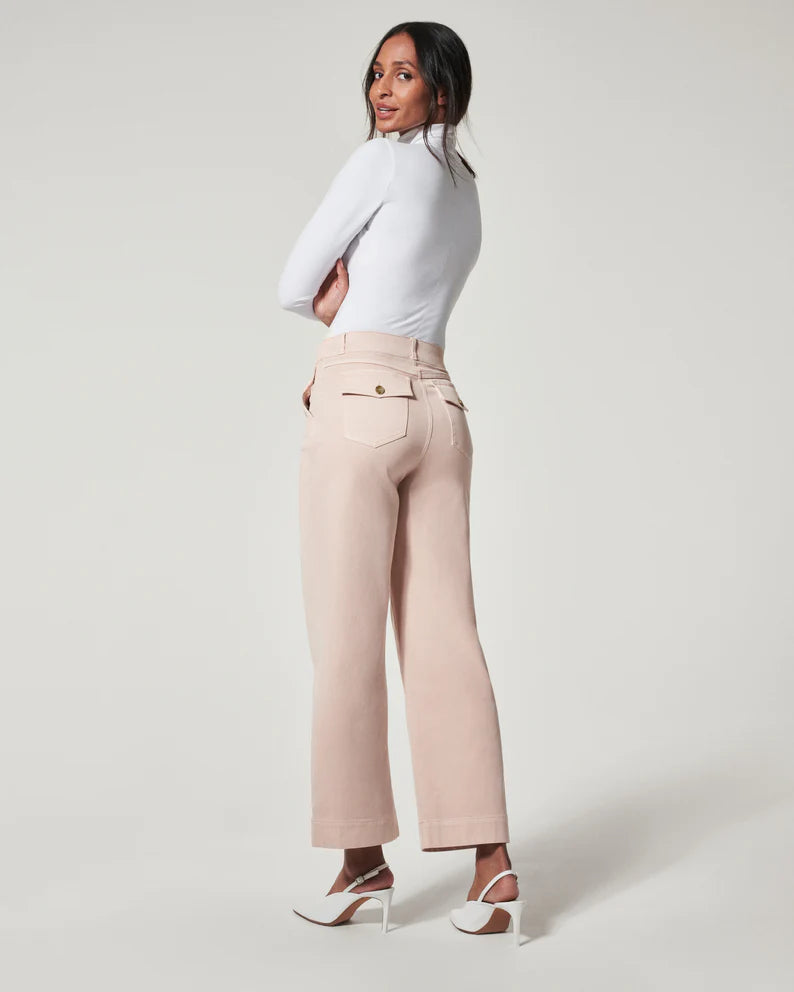 Spanx 20479Q On-The-Go Cropped Wide Leg Pants Classic White - 1X Petite