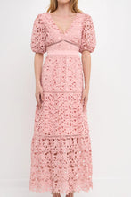 Load image into Gallery viewer, Puff Sleeve Lace Tiered Maxi Dress
