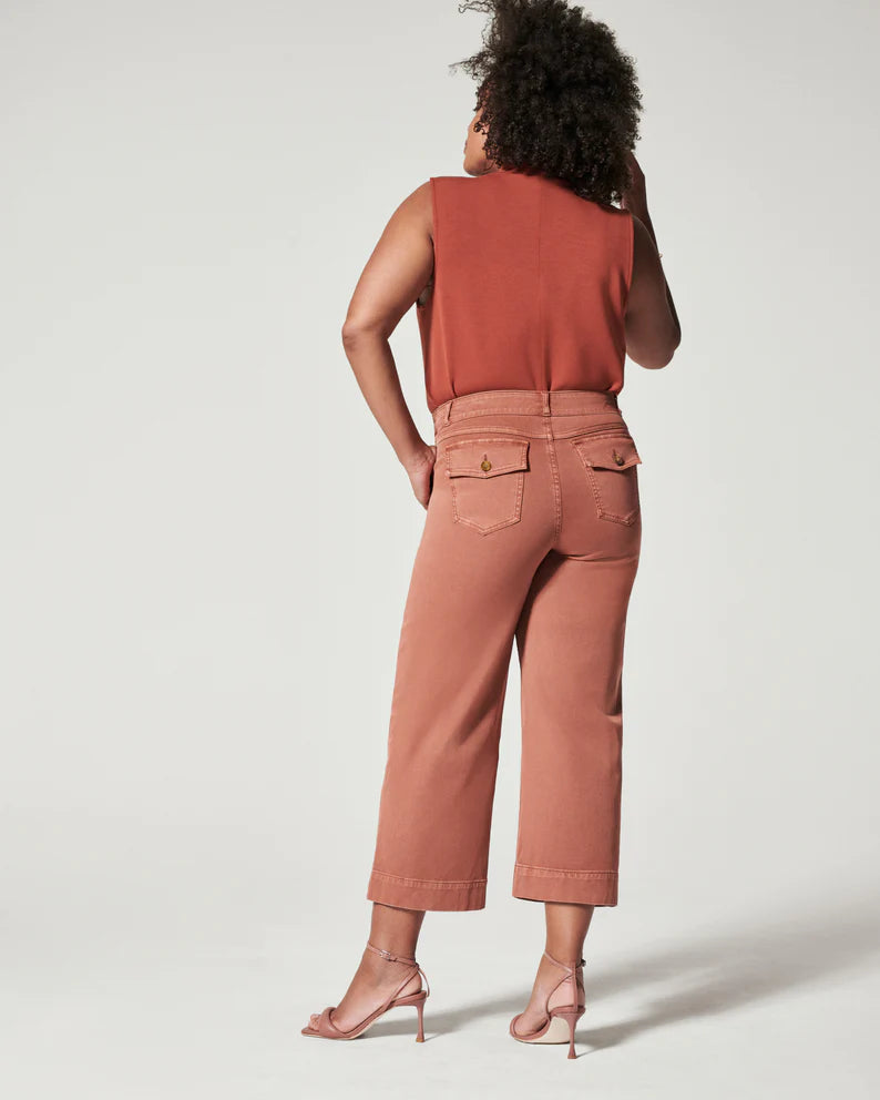 Stretch Twill Cropped Wide Leg Pant,Women's High Waist Casual Wide Leg  Pants Tummy Control with Pockets (Color : Brown, Size : XXX-Large) :  : Clothing, Shoes & Accessories